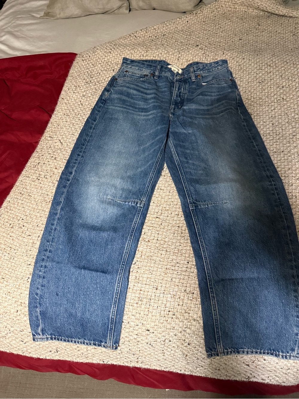 Madewell Women's The Darted Barrel-leg Blue Denim Jeans